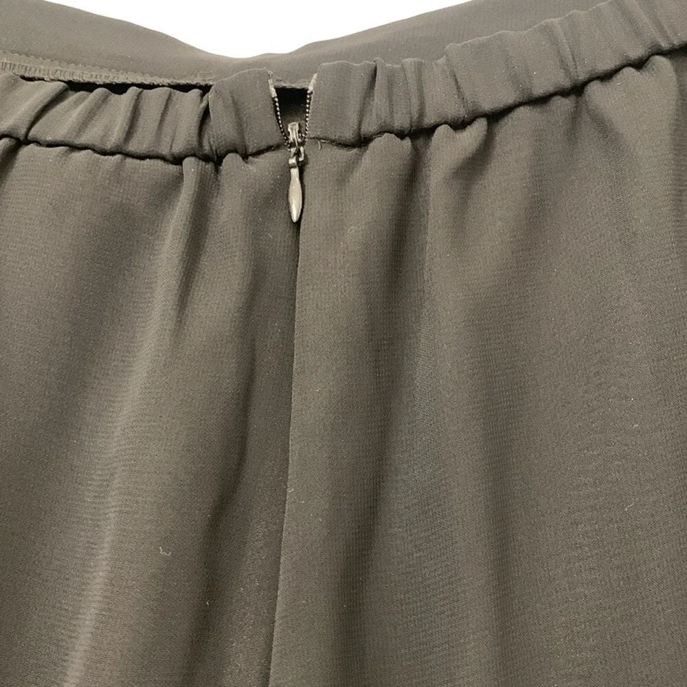 Coldwater Creek Womens Petite 14 Black Wide Leg Chiffon Overlay‎ Dress Pants P14
